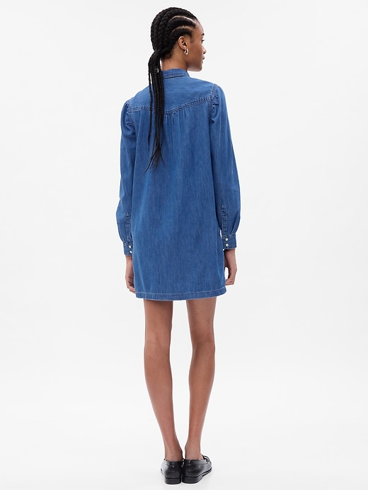 2 of 8 showing, with the color medium indigo of product Western Denim Mini Dress