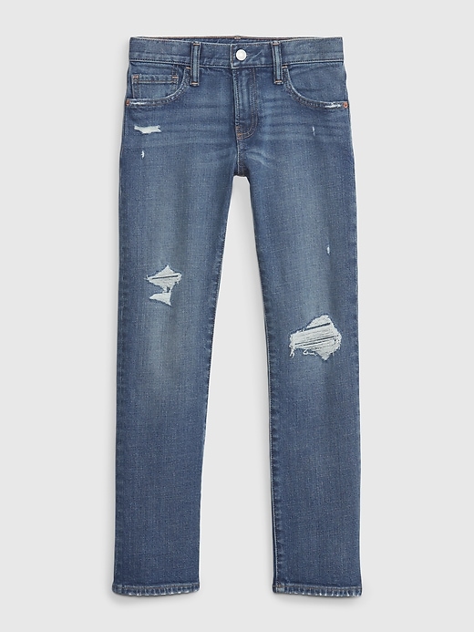1 of 8 showing, with the color medium destroy of product Kids Rip & Repair Slim Jeans with Washwell