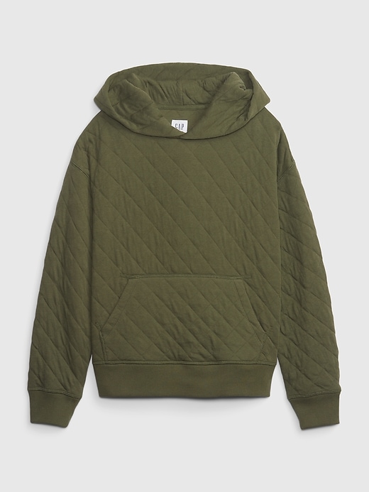 1 of 8 showing, with the color army jacket green of product Kids Quilted Hoodie