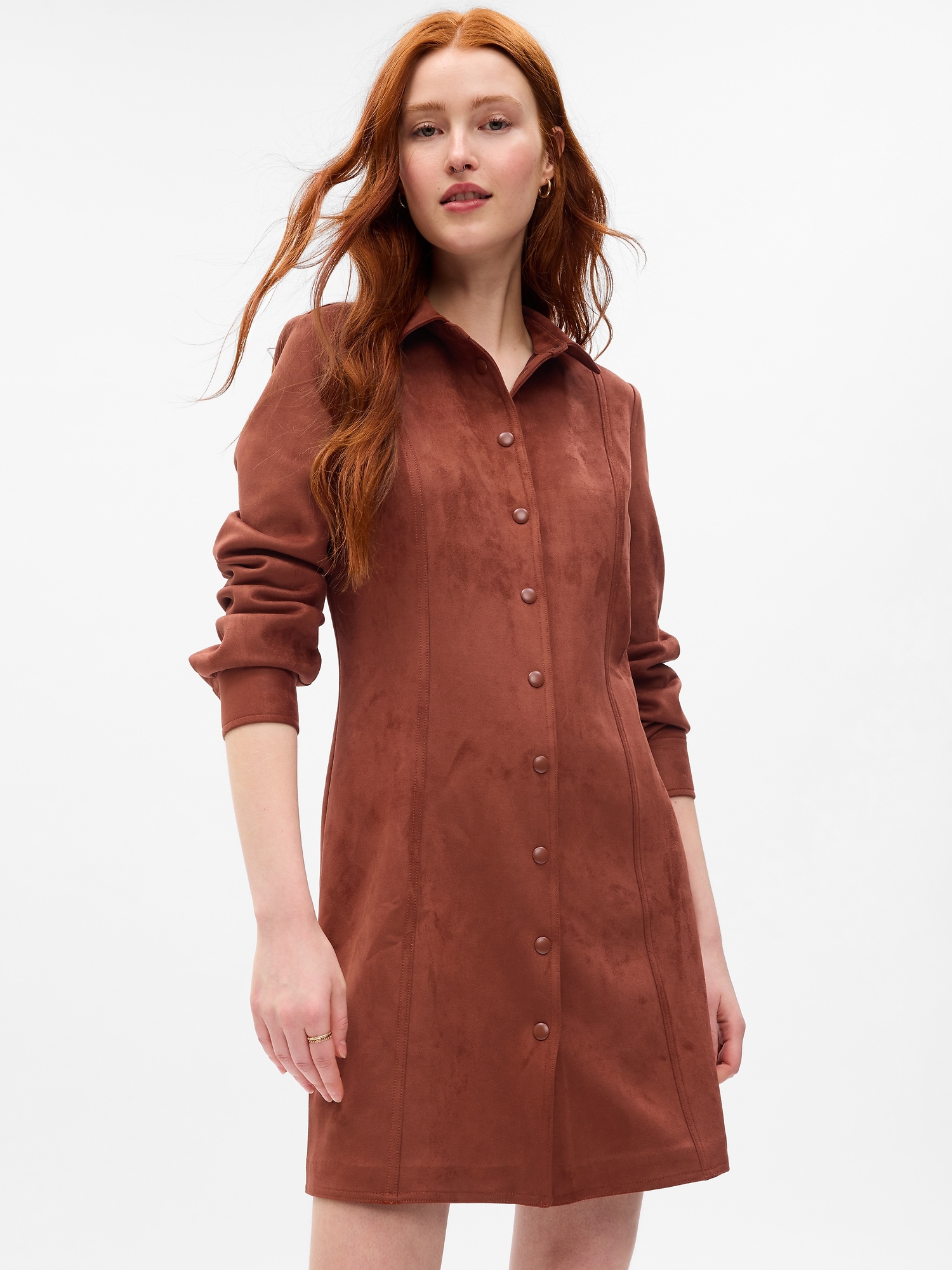 Gap Faux-Suede Mini Shirtdress