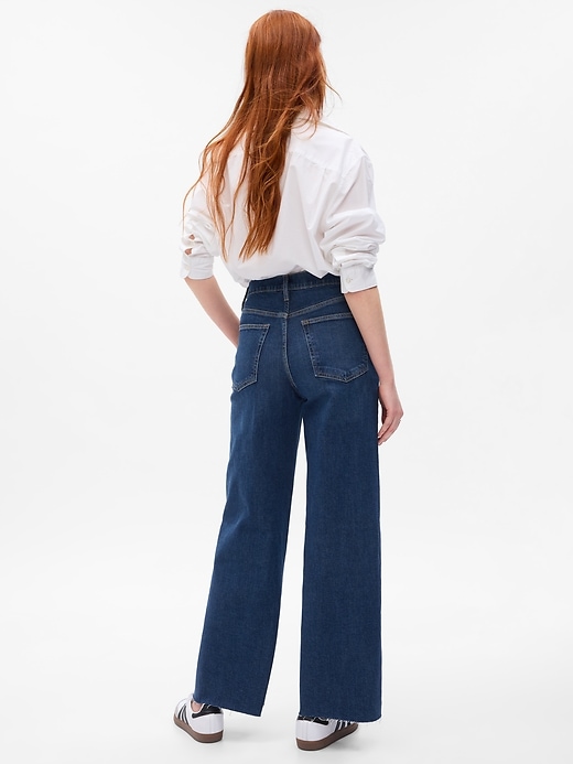 2 of 8 showing, with the color medium wash of product High Rise Stride Wide-Leg Ankle Jeans