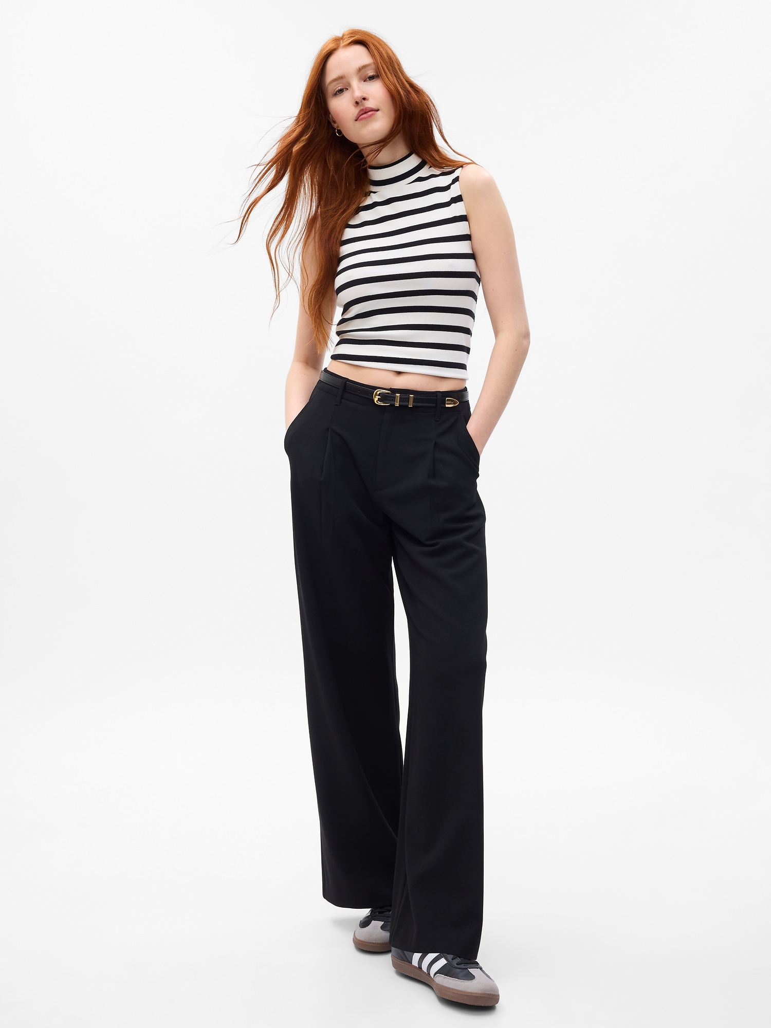 Gap High Rise Pleated Wide-Leg Trousers