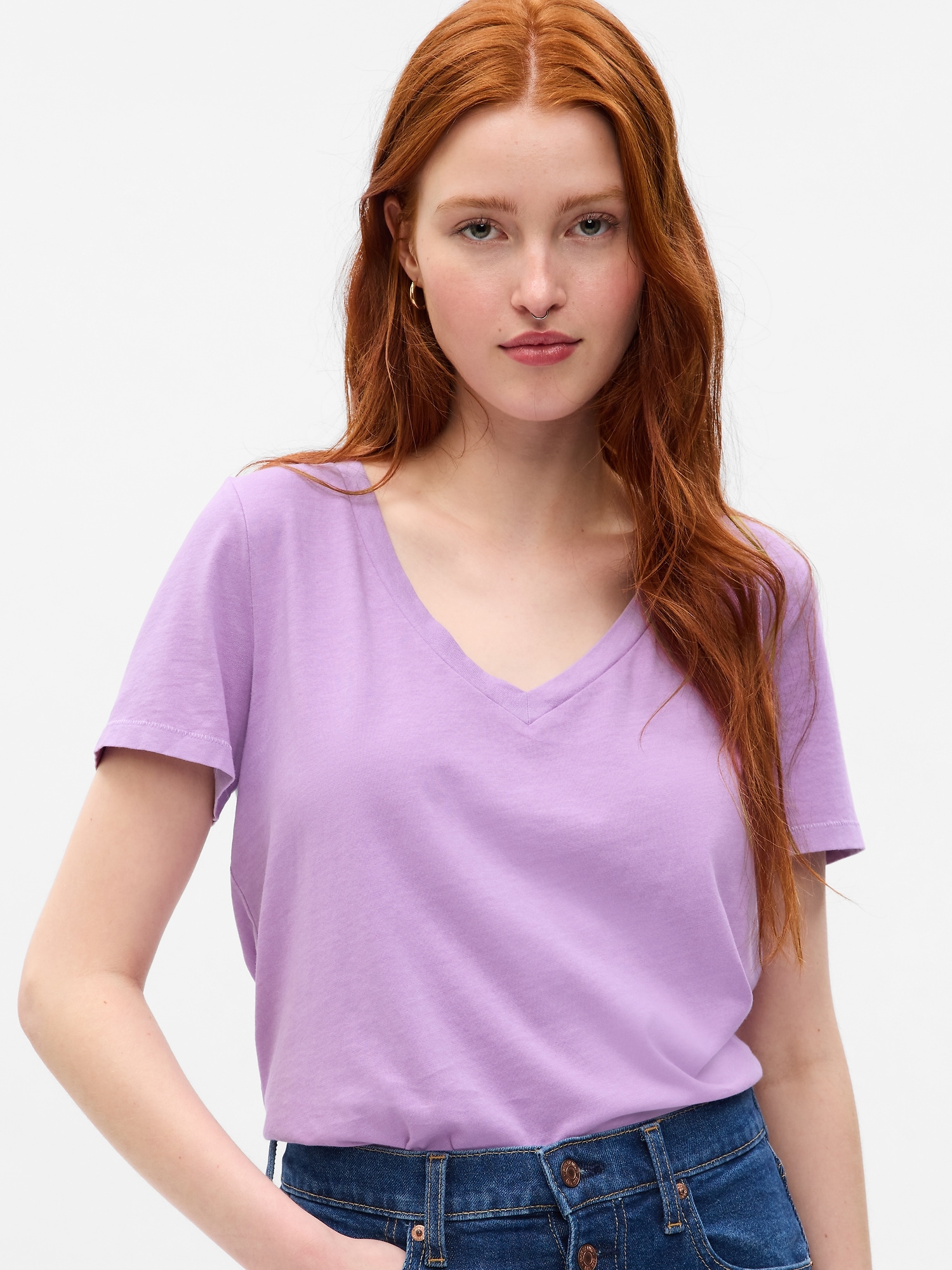 100% Organic Cotton Vintage V-Neck T-Shirt | Gap