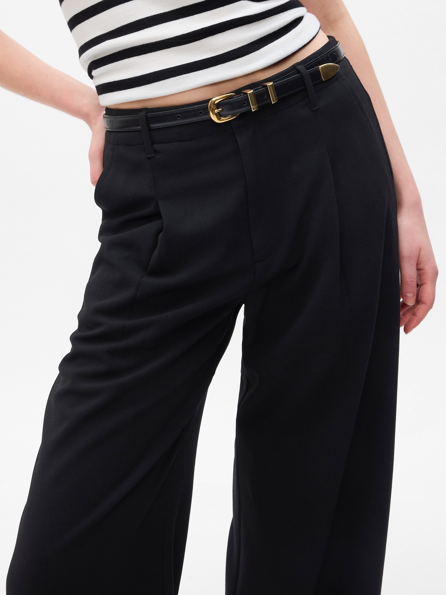 High Rise Pleated Wide-Leg Trousers