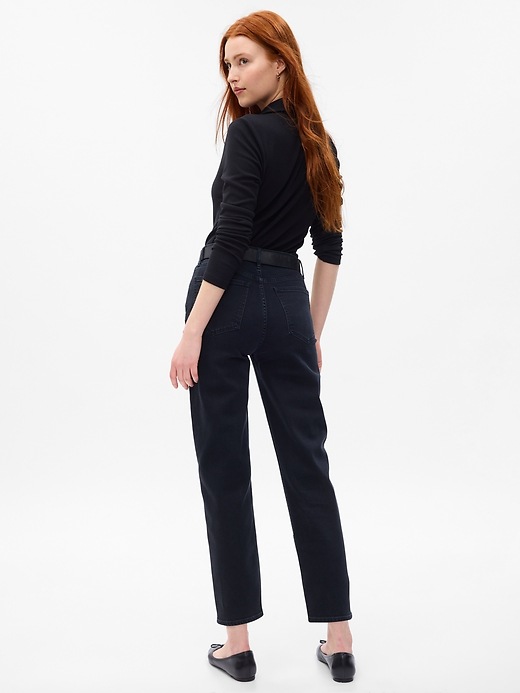 2 of 8 showing, with the color black wash of product High Rise Taper Jeans