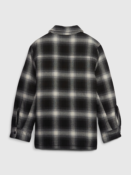 2 of 8 showing, with the color black plaid of product Kids Plaid Shirt Jacket
