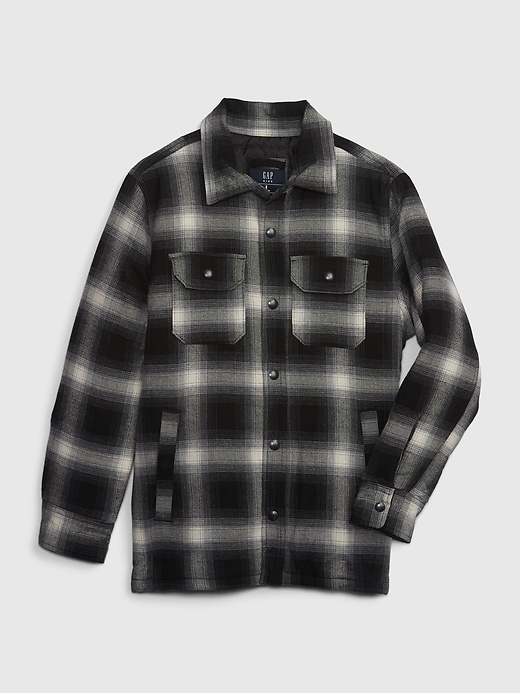 1 of 8 showing, with the color black plaid of product Kids Plaid Shirt Jacket