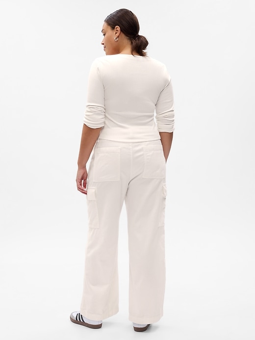 Image number 5 showing, Mid Rise Twill Loose Cargo Pants