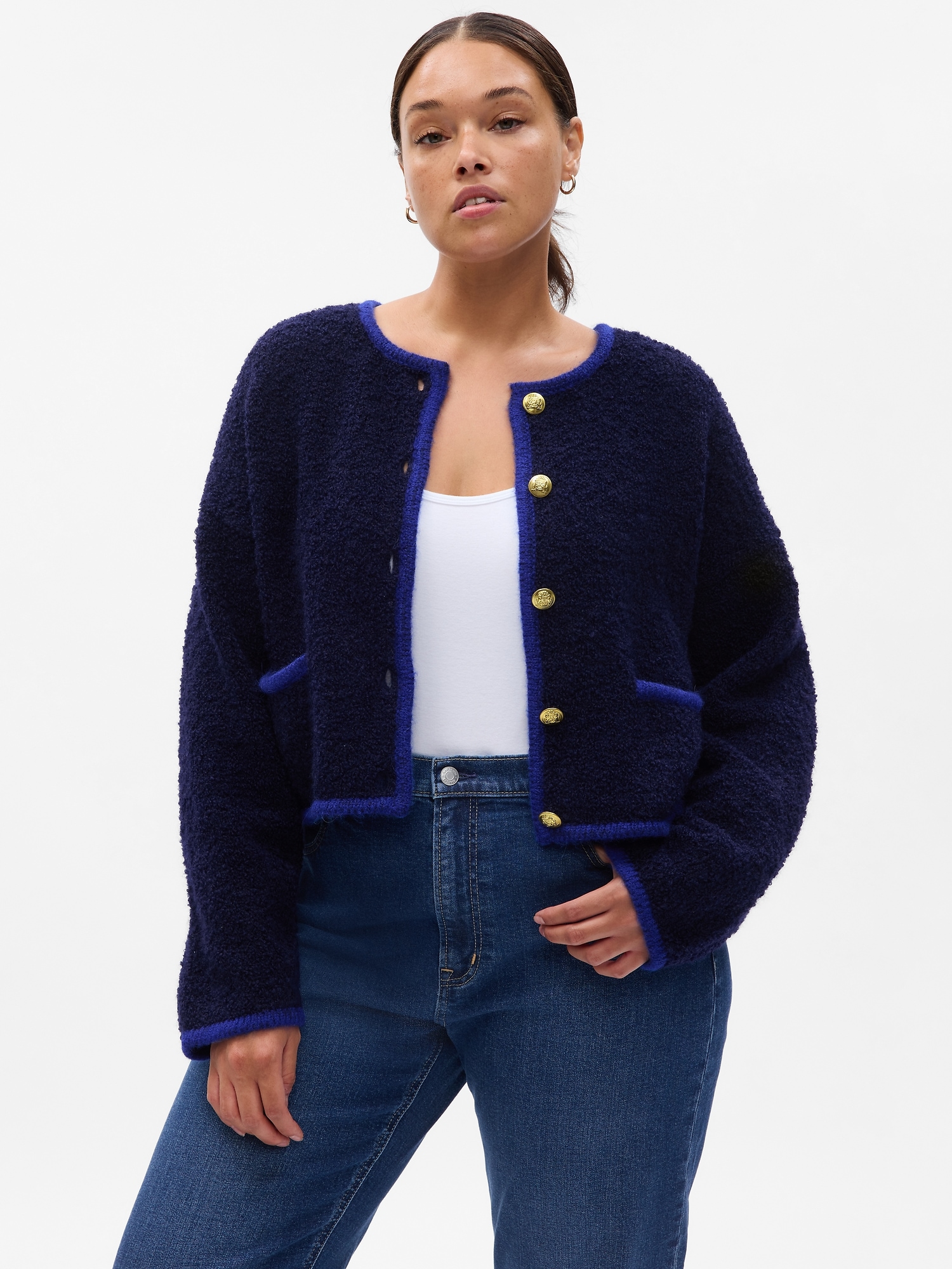 Boucle Cropped Sweater Jacket