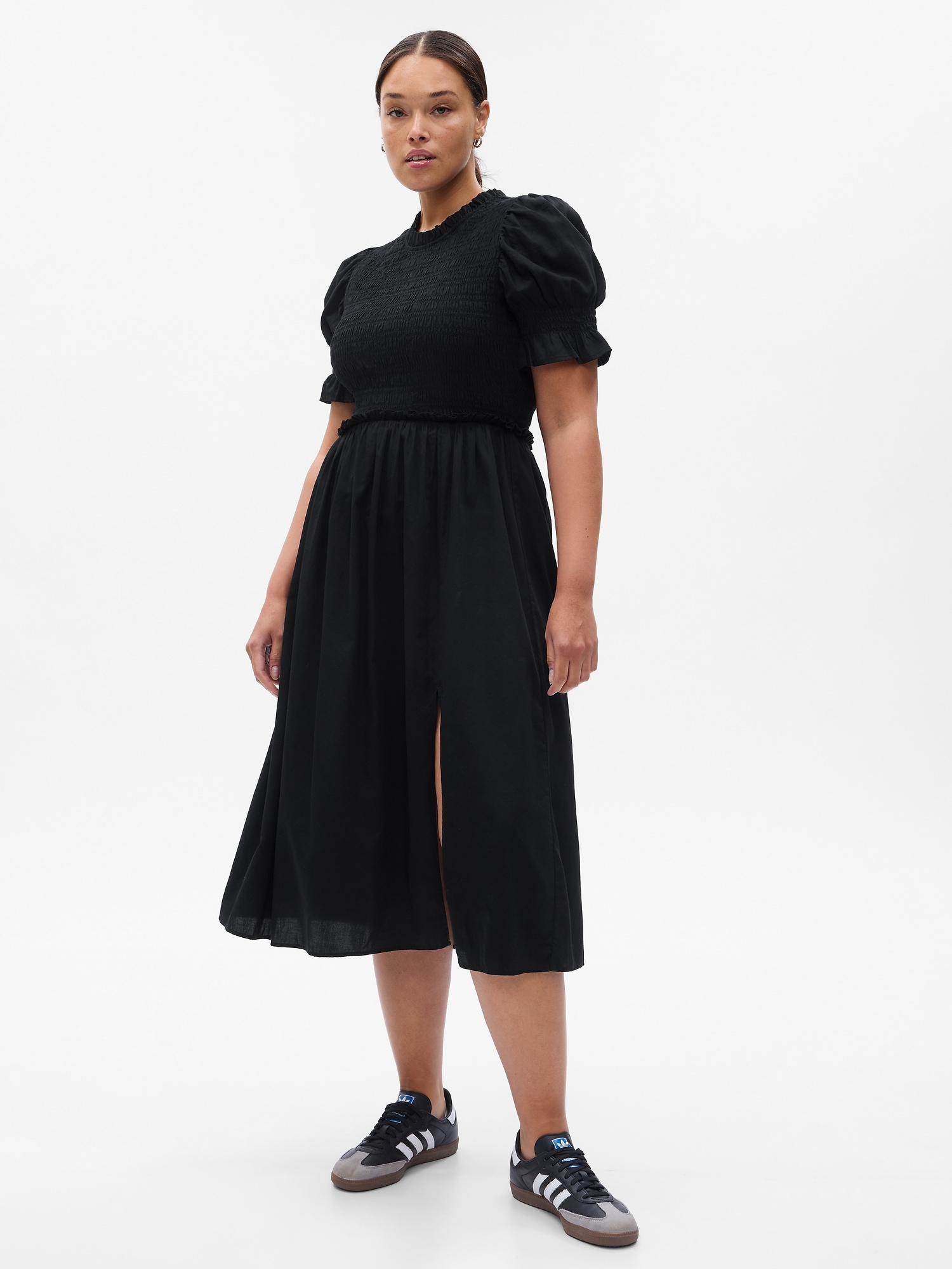 Puff Sleeve Smocked Midi Dress | Gap