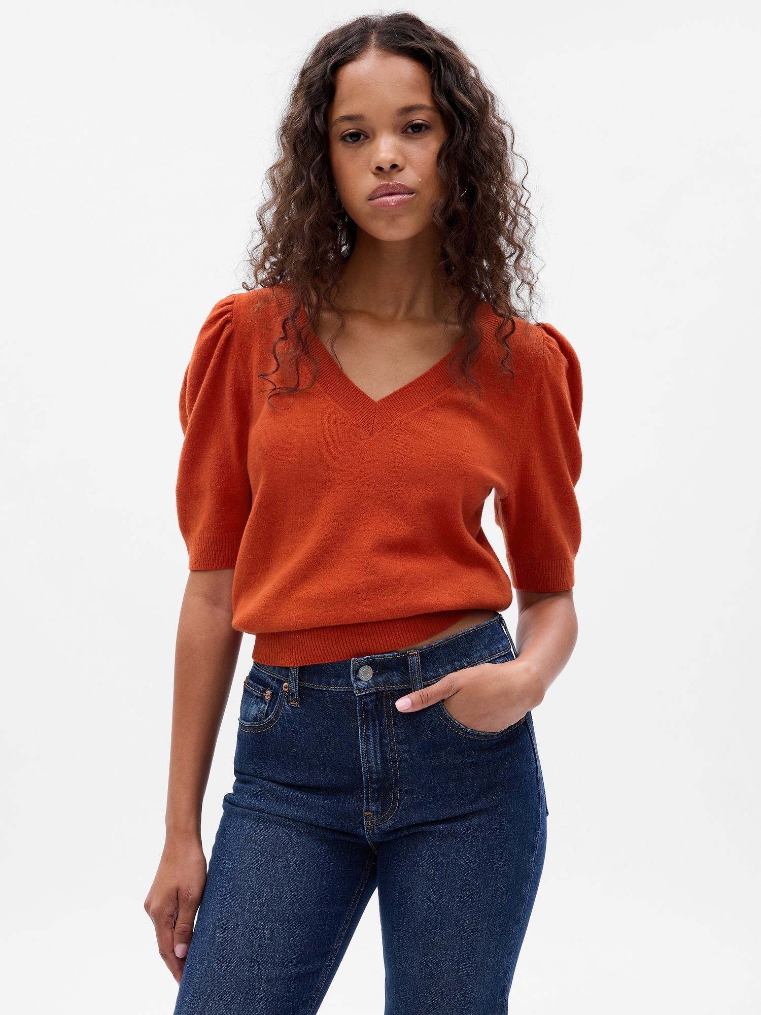 CashSoft Puff Sleeve Sweater Gap