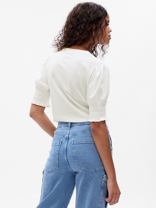 2 of 8 showing, with the color new off white of product Organic Cotton Vintage Puff Sleeve T-Shirt