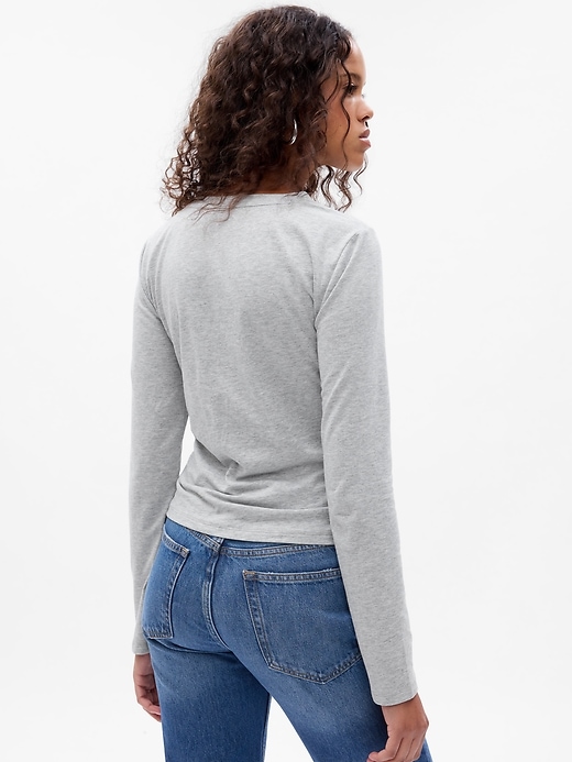 2 of 8 showing, with the color heather grey of product Ruched T-Shirt