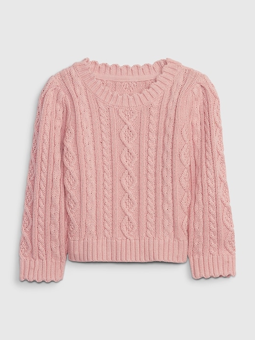 Image number 1 showing, Gap &#215 LoveShackFancy Toddler Puff Sleeve Cable-Knit Sweater