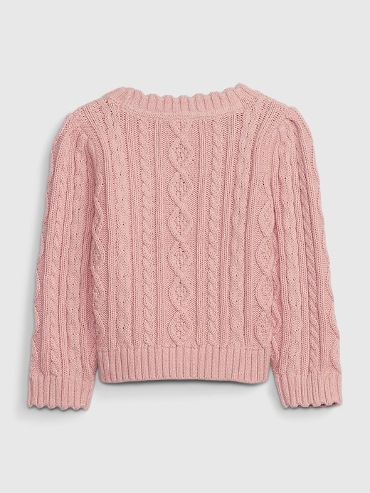 Image number 2 showing, Gap &#215 LoveShackFancy Toddler Puff Sleeve Cable-Knit Sweater