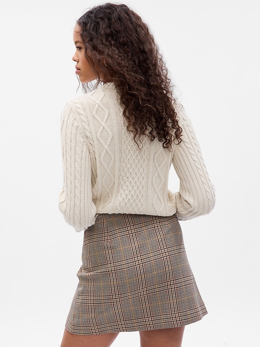 2 of 8 showing, with the color brown plaid of product Button-Front Mini Skirt