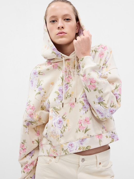Gap LoveShackFancy Floral Cropped Logo Hoodie Gap