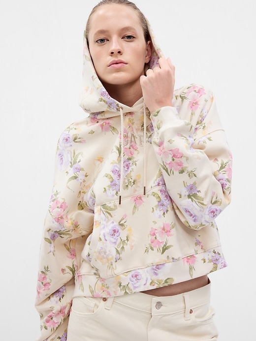 Image number 3 showing, Gap &#215 LoveShackFancy Floral Cropped Logo Hoodie