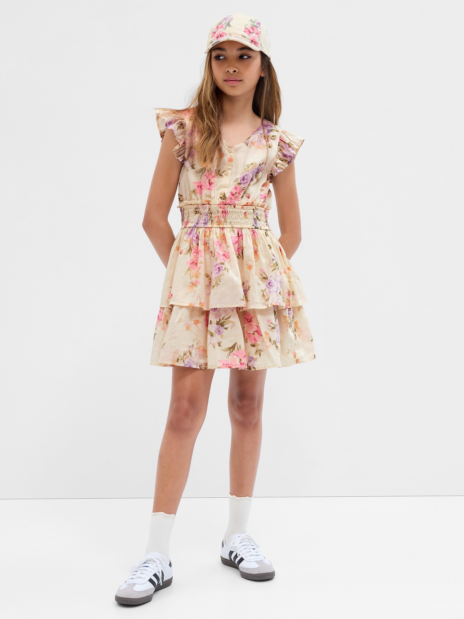 Gap × LoveShackFancy Kids Floral Flutter Sleeve Mini Dress | Gap