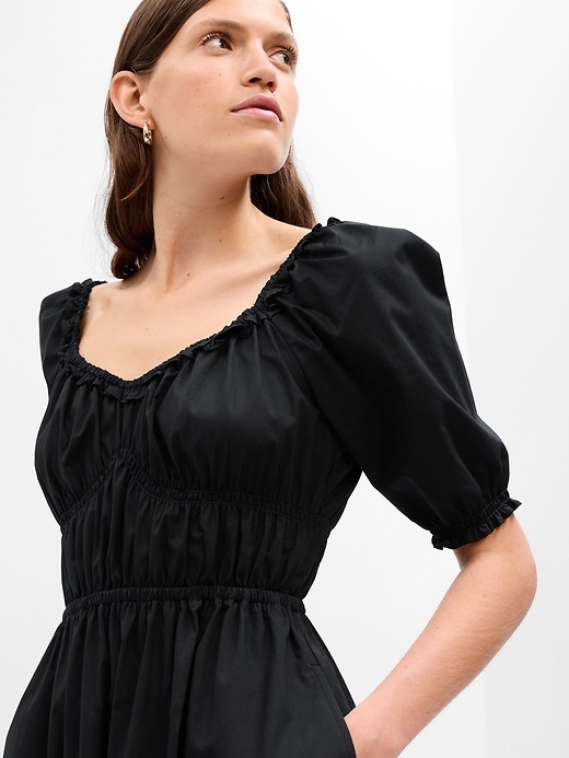 knee length dresses for ladies PROJECT GAP LENZING ECOVERO Puff Sleeve Midi Dress  GAP  (International)