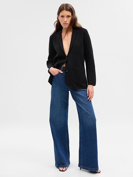 1 of 8 showing, with the color black of product Sweater Blazer