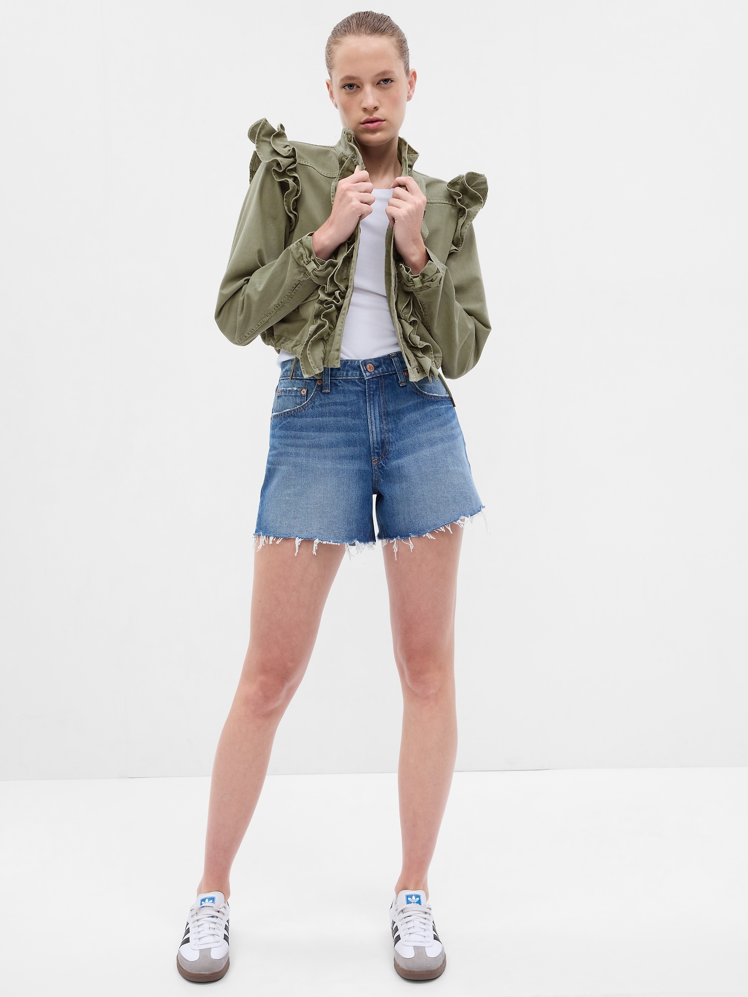 Gap × LoveShackFancy Ruffle Cropped Utility Jacket Gap