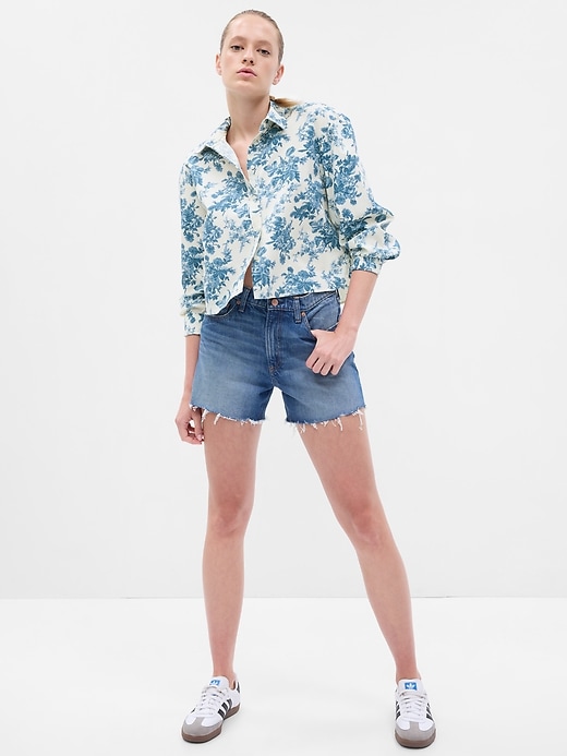 1 of 8 showing, with the color blue floral of product Gap × LoveShackFancy Organic Cotton Cropped Shirt
