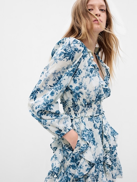 knee length dresses for ladies LoveShackFancy Women's Piero Floral Denim Mini Dress main image 0