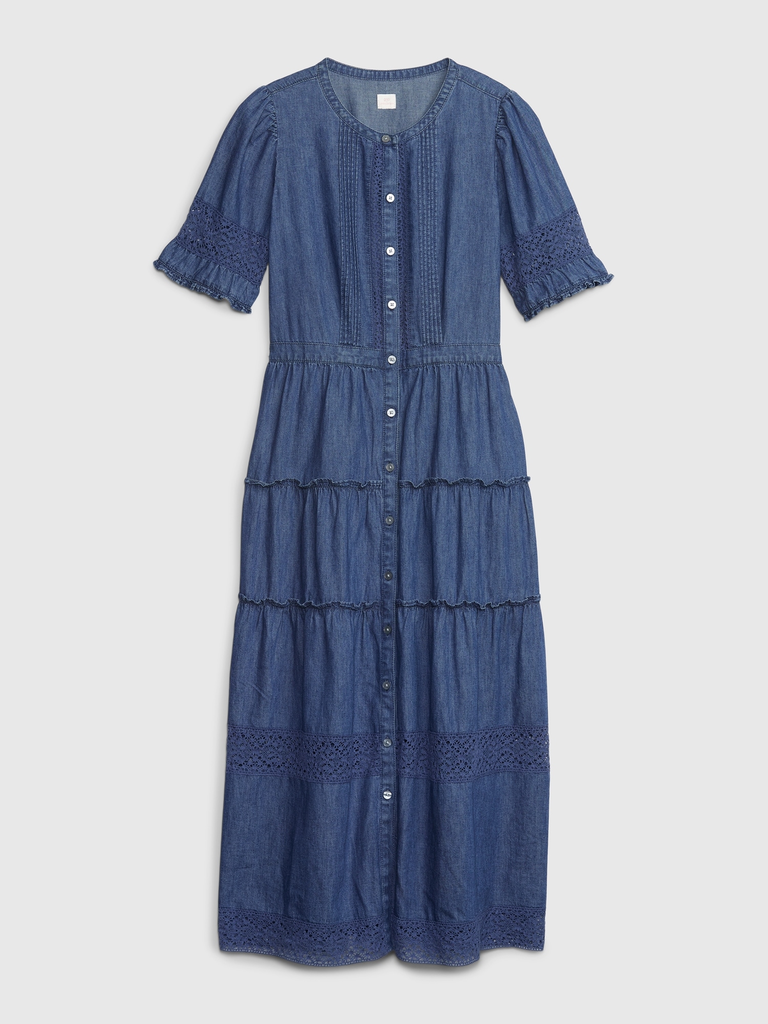 Gap × LoveShackFancy Denim Tiered Midi Dress | Gap