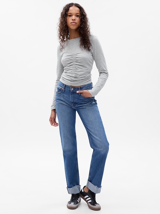 1 of 8 showing, with the color heather grey of product Ruched T-Shirt