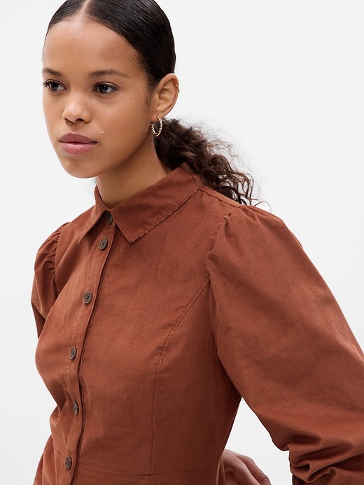 Puff Sleeve Corduroy Mini Dress