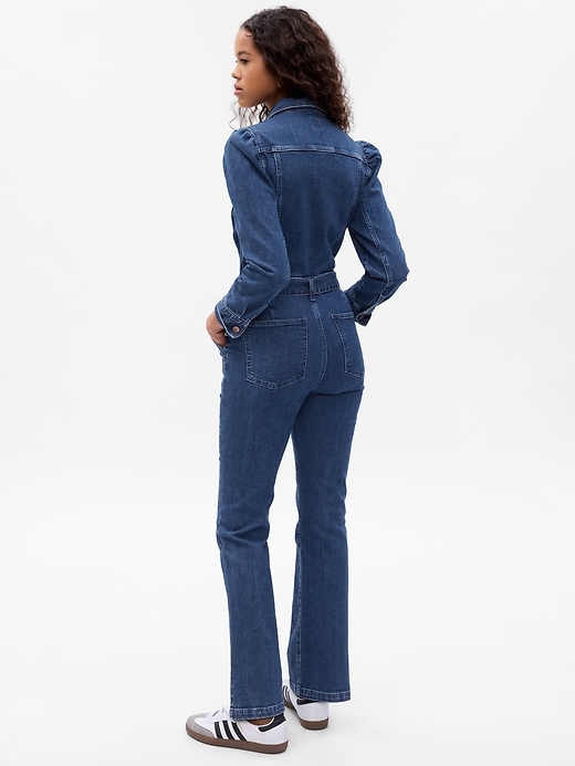 2 of 8 showing, with the color medium indigo of product Western Denim Jumpsuit