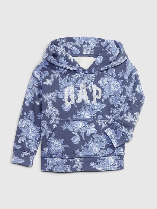 1 of 8 showing, with the color navy blue floral of product Gap × LoveShackFancy Toddler Floral Logo Hoodie