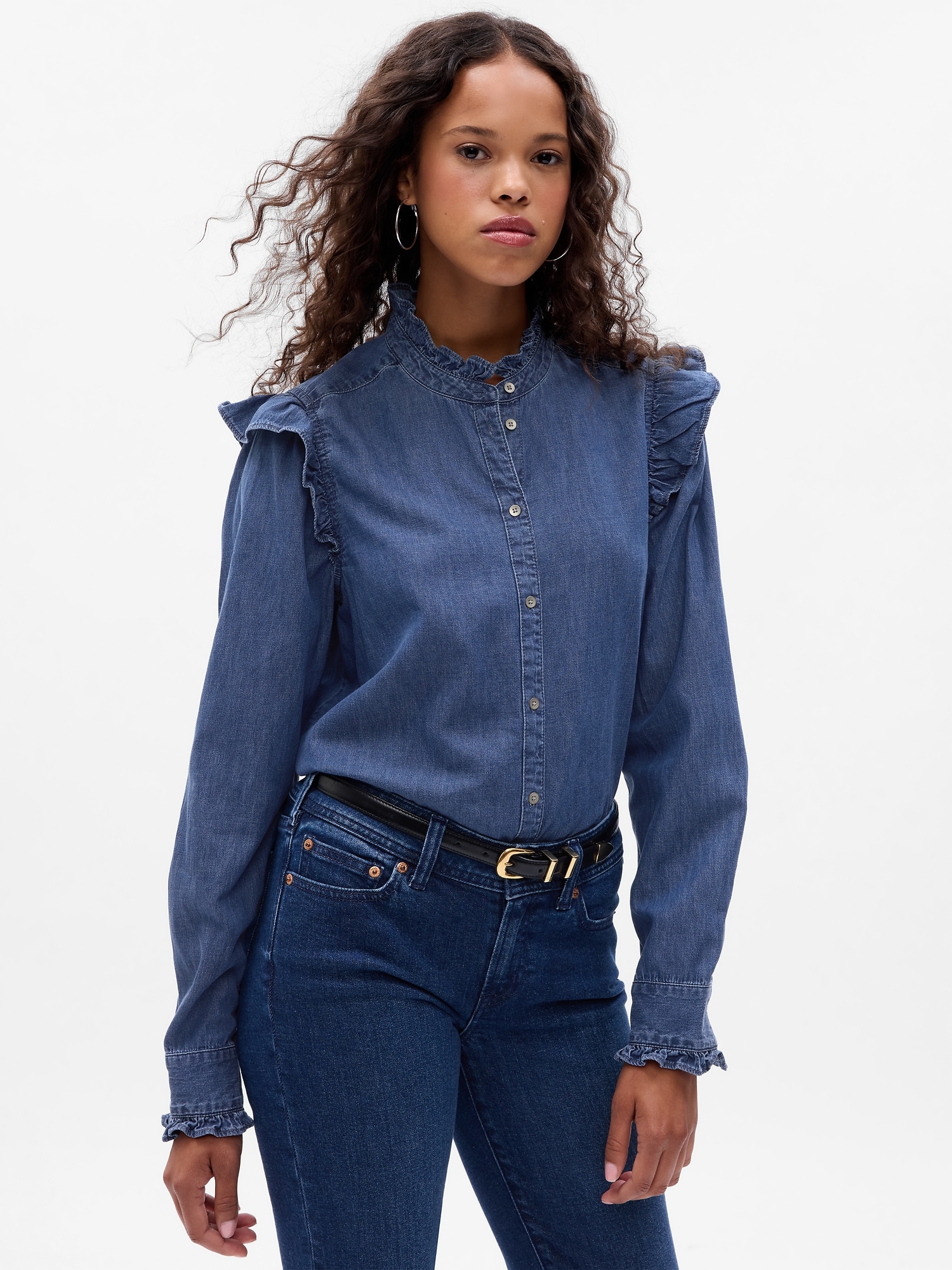 Gap Ruffle Denim Shirt