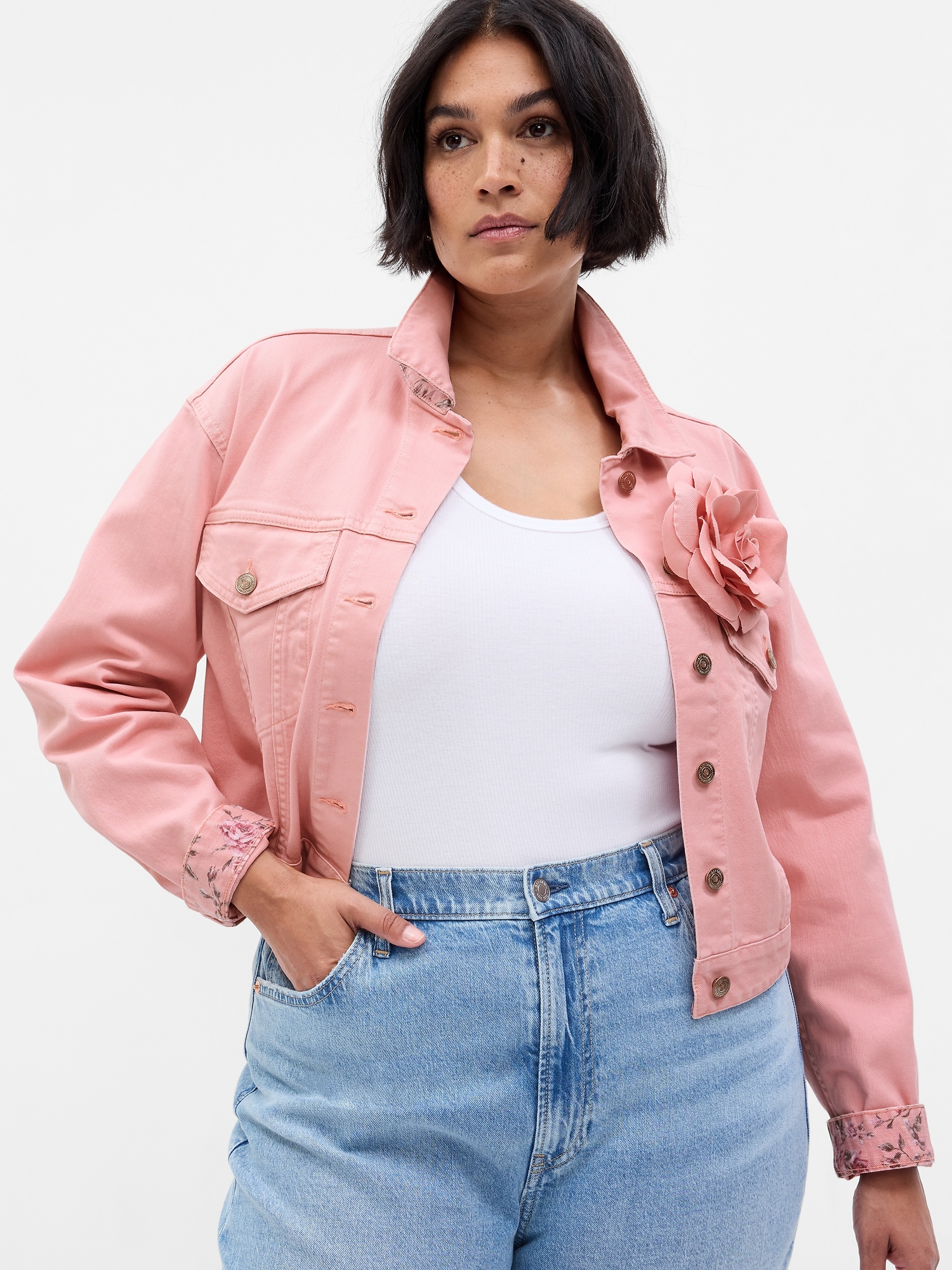 Gap pink cheap denim jacket