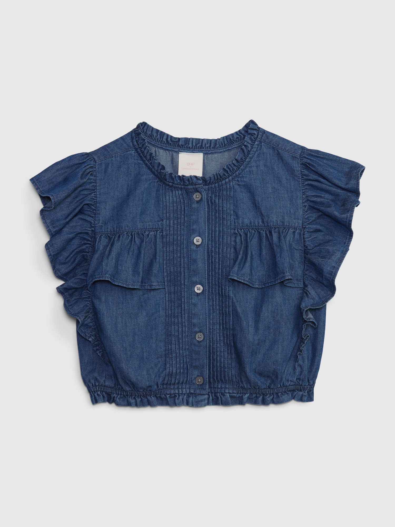 Gap × LoveShackFancy Kids Denim Ruffle ButtonFront Top Gap