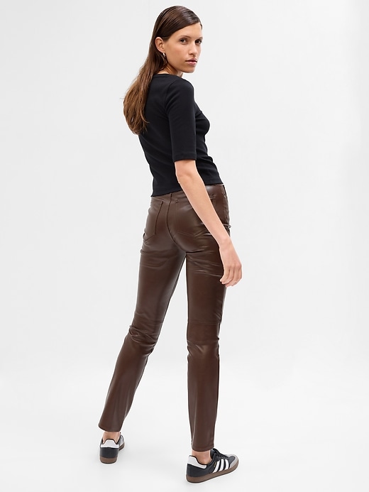 High Rise Vegan Leather Vintage Slim Pants