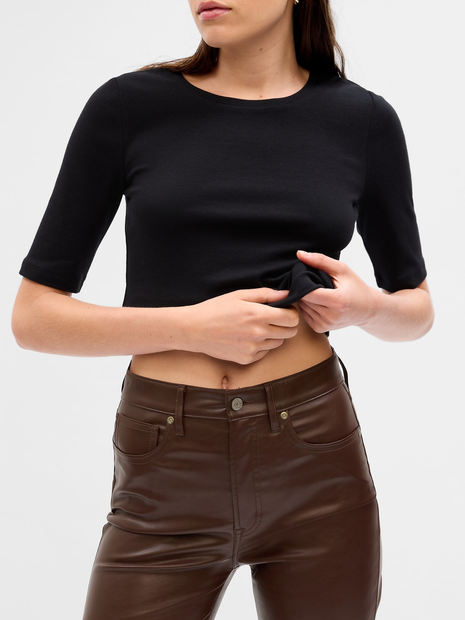 High Rise Vegan Leather Vintage Slim Pants