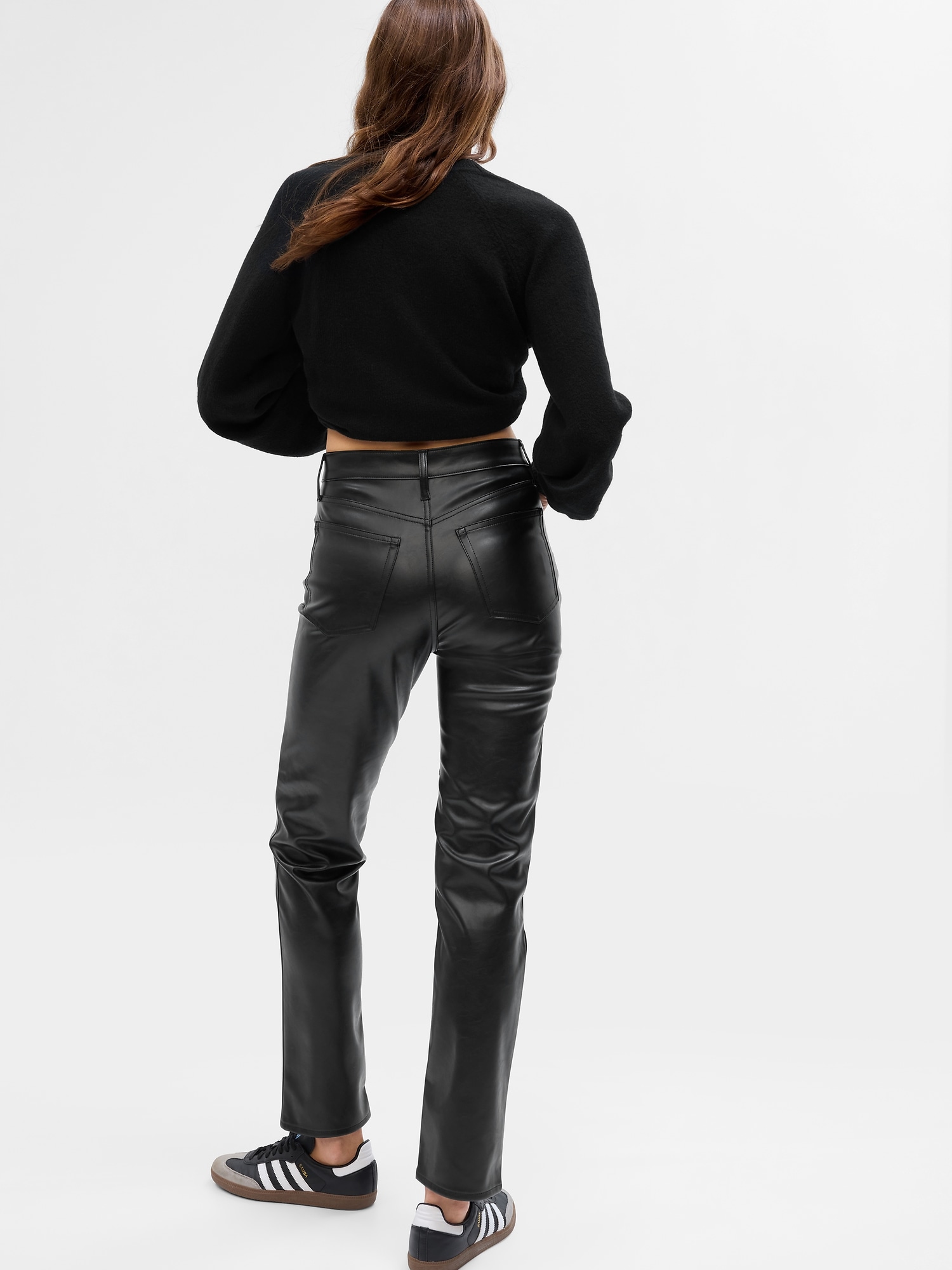 High Rise Vegan Leather Cheeky Straight Pants | Gap