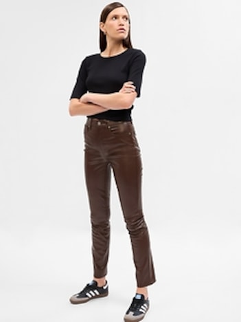 High Rise Vegan Leather Vintage Slim Pants