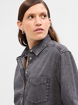 Crop denim deals shirt