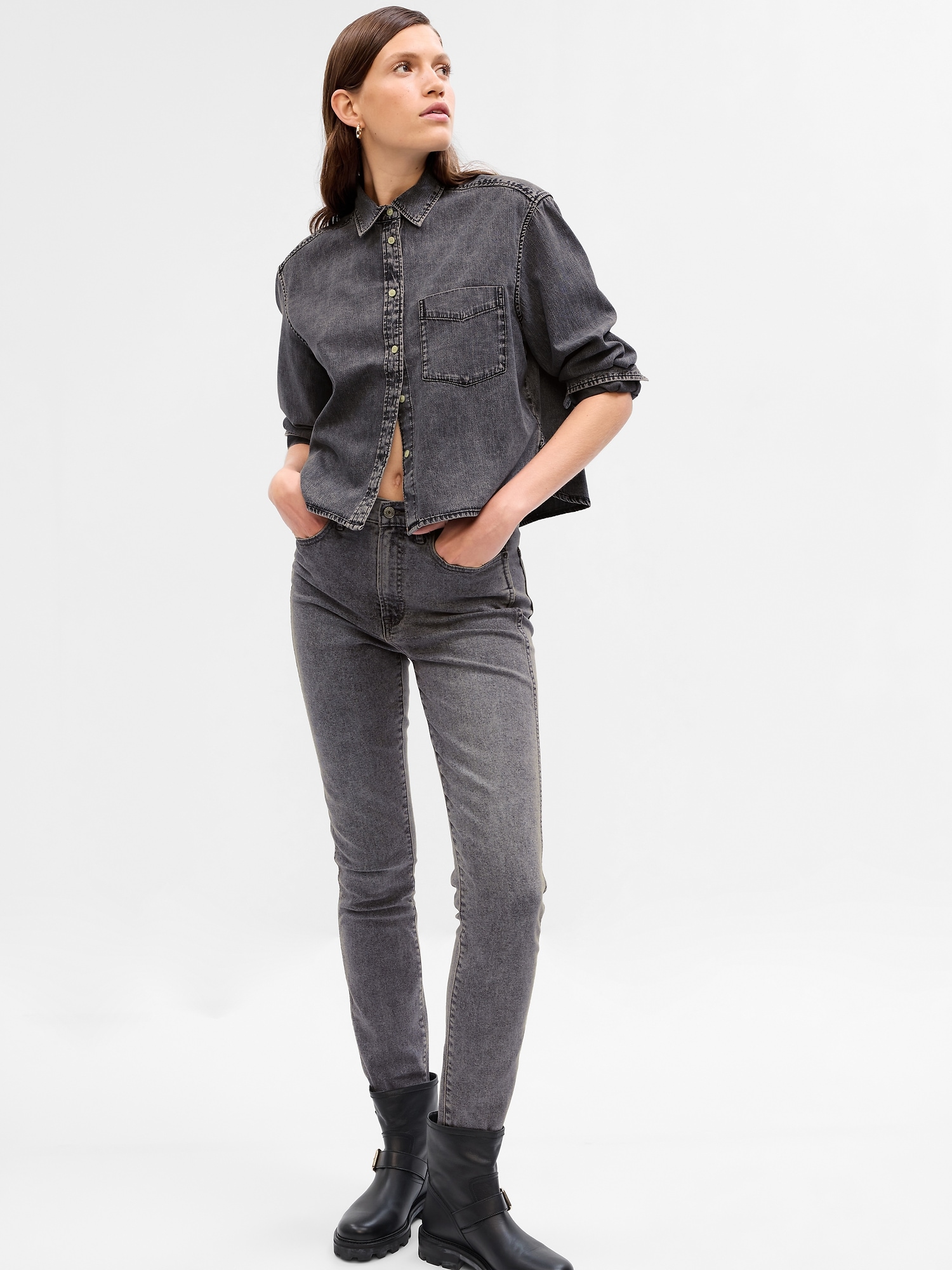 Gap Cropped Denim Shirt