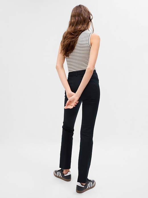 2 of 8 showing, with the color black of product Mid Rise BiStretch Baby Boot Pants