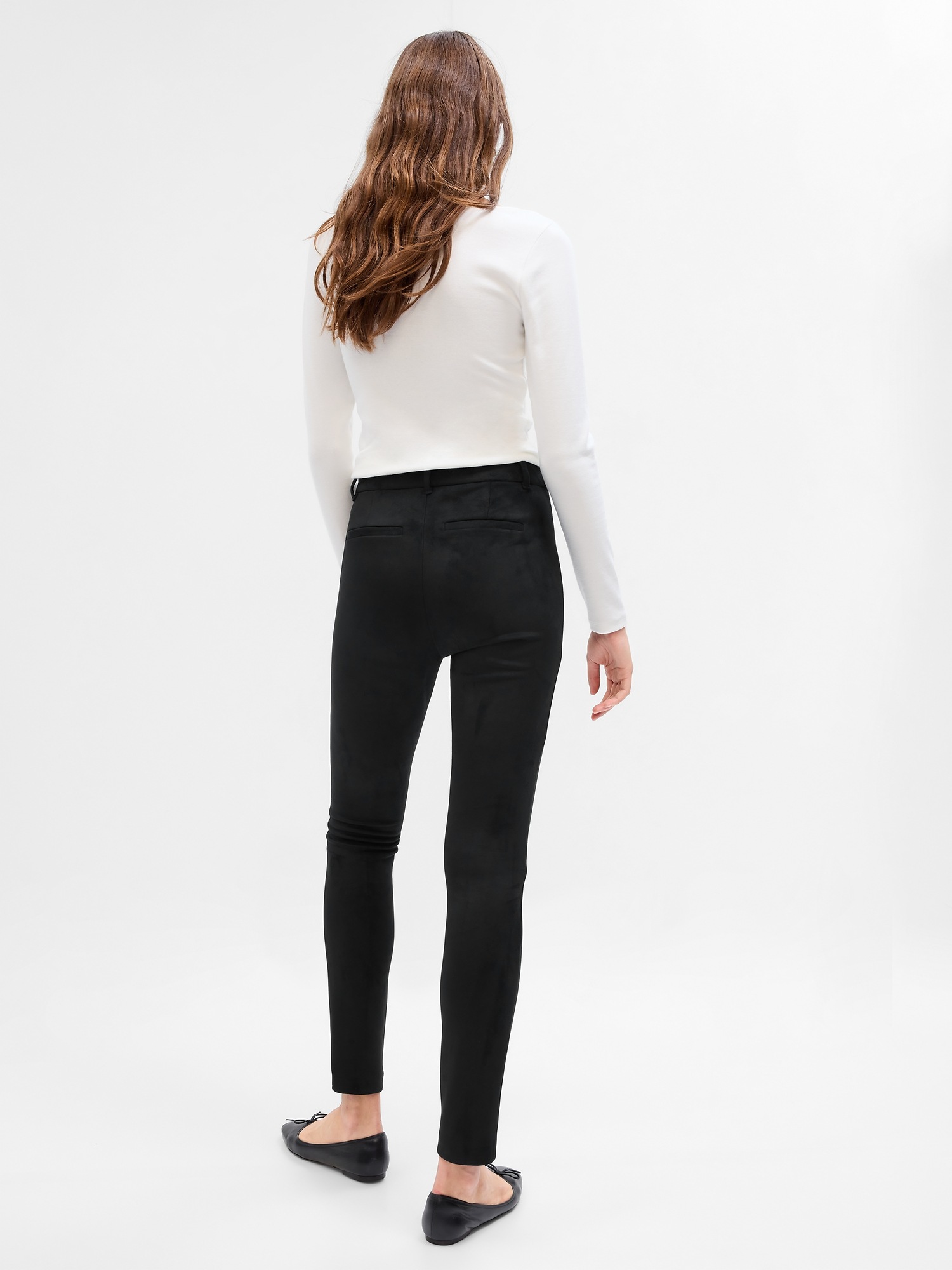 Mid Rise Vegan Suede Skinny Pants Gap