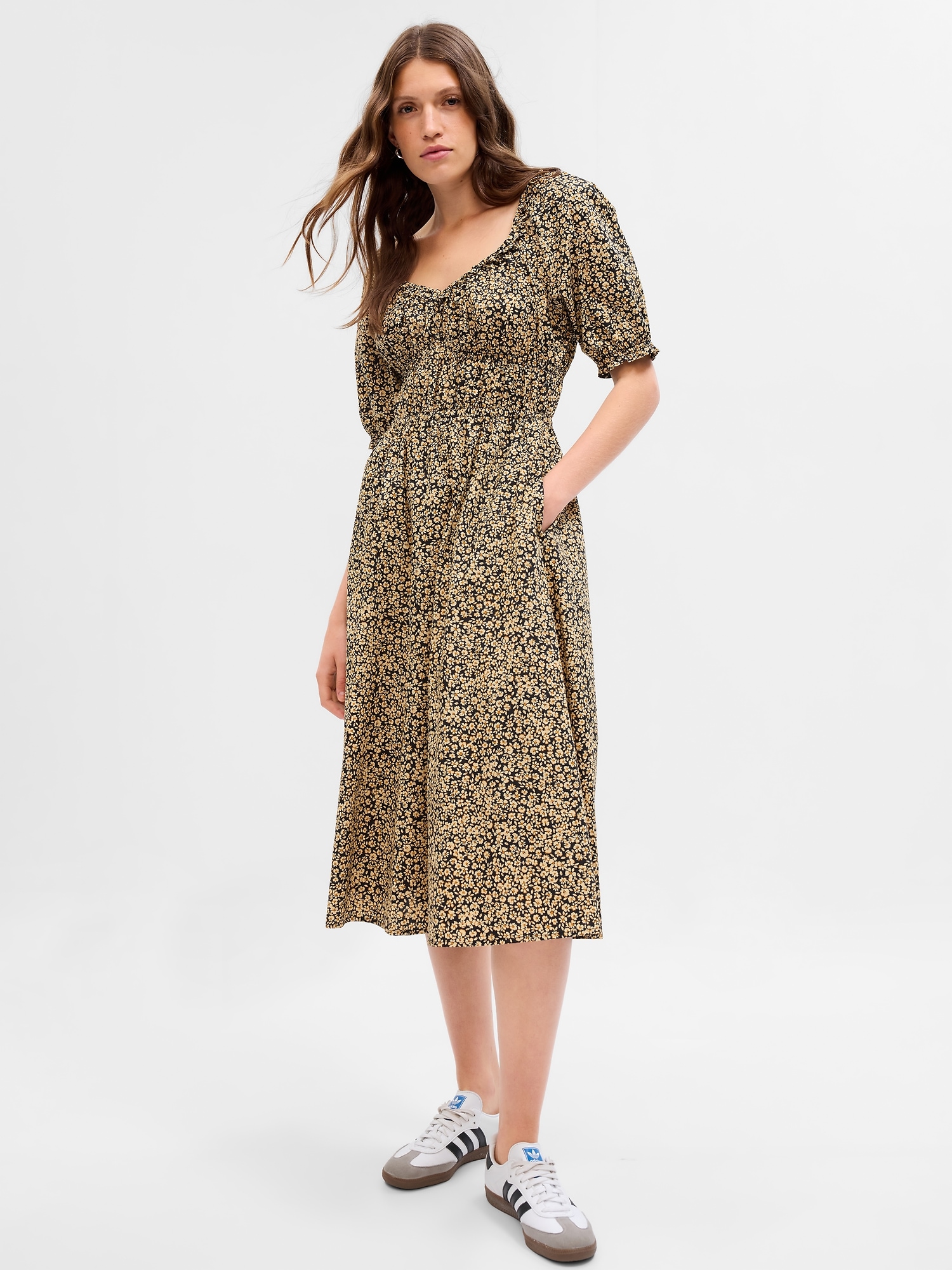 Gap Puff Sleeve Midi Dress