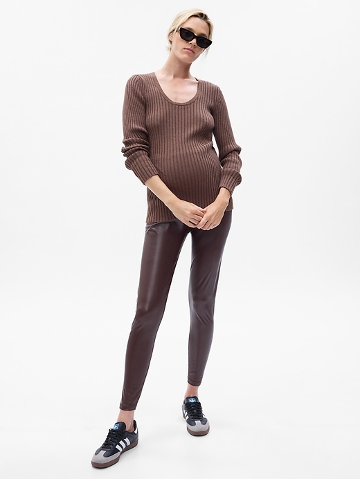 Image number 1 showing, Maternity Vegan Leather Leggings