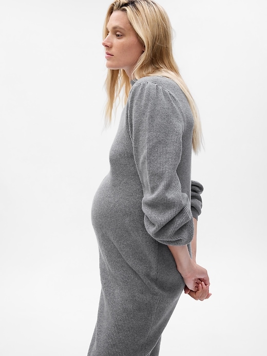 Image number 3 showing, Maternity CashSoft Turtleneck Mini Sweater Dress