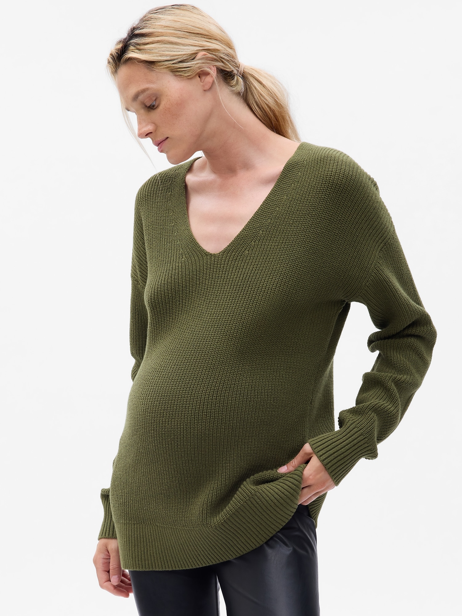 Maternity V-Neck Rib Sweater