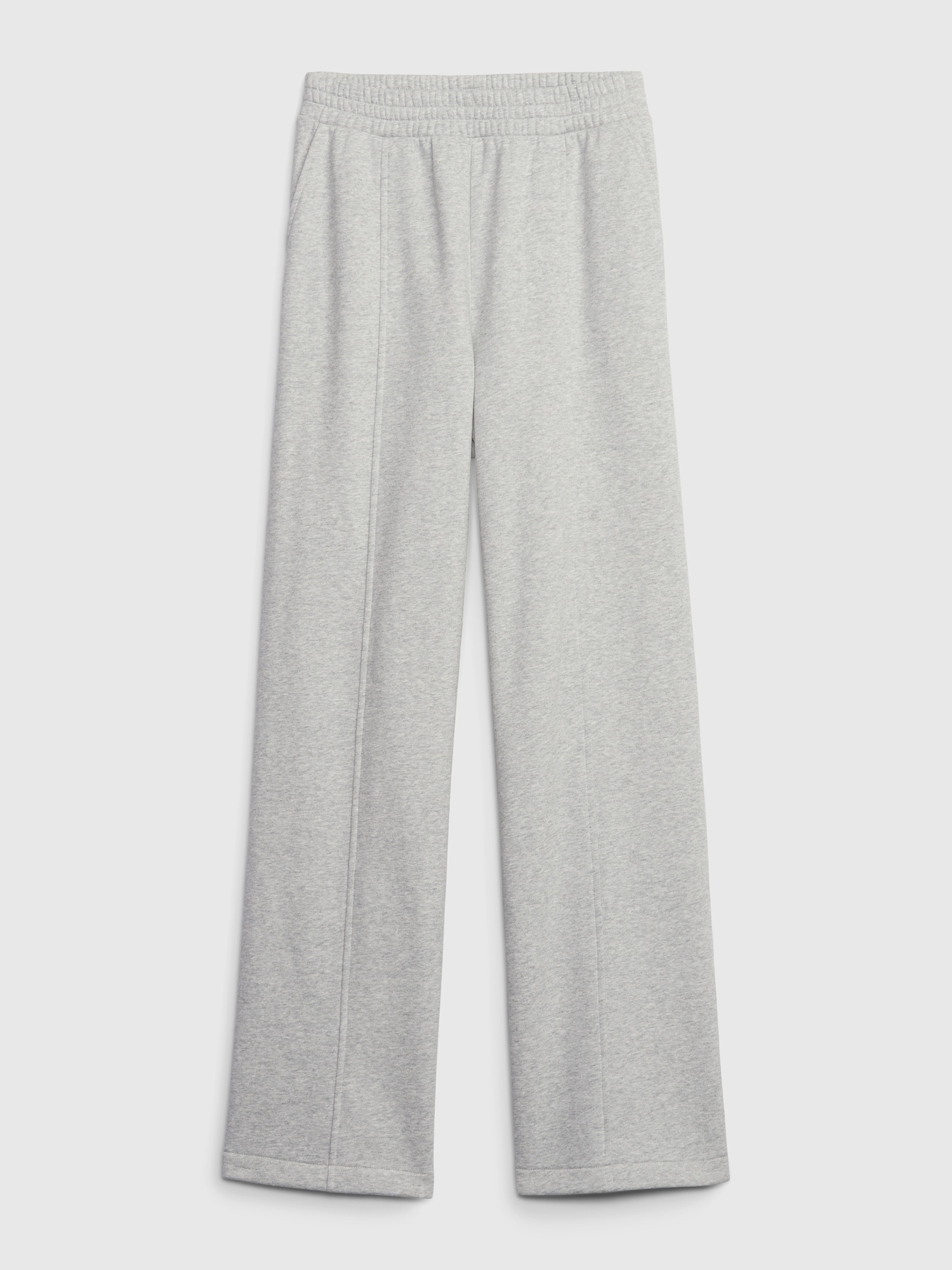 Plain Wide Leg Light Grey Women Sweatpants (Women's)