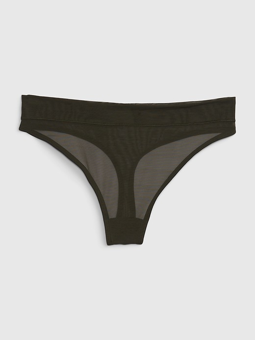 1 of 8 showing, with the color mistletoe green of product Mesh Thong